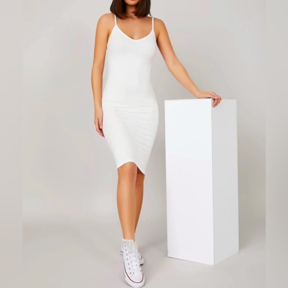 White‎ tank bodycon midi dress